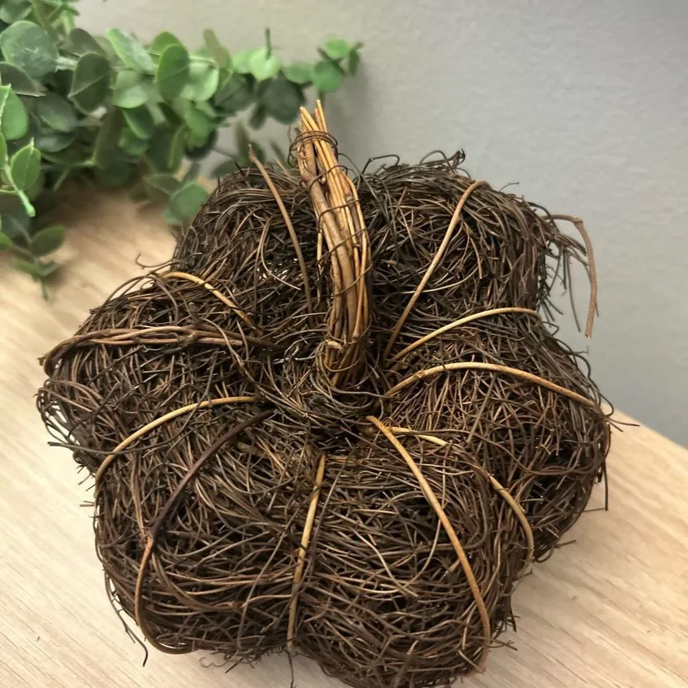 Rustic Natural Wicker Pumpkin Accent